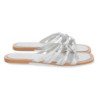 Sandalias plateadas planas cómodas cruzada mujer BP-2317