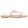 Sandalias planas cómodas con abalorios color beige mujer BP-2320