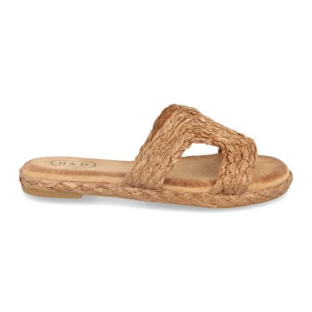 Sandalias planas yute y pala abierta mujer color camel