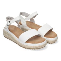 Sandalias planas en yute para mujer comodas color blanco CF-3027