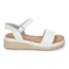 Sandalias planas en yute para mujer comodas color blanco CF-3027