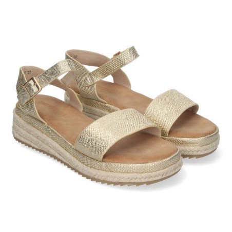 Sandalias doradas planas en yute para mujer comodas CF-3027