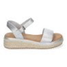 Sandalias plateadas planas en yute para mujer comodas CF-3027
