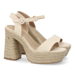 Sandalias de tacón y plataforma para mujer color beige CF-5079