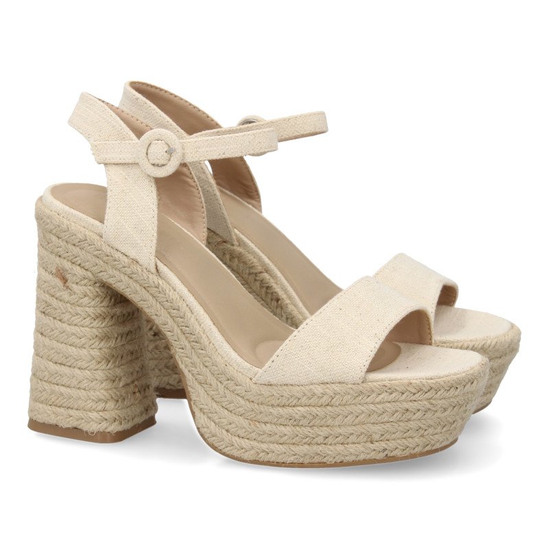 Sandalias de tacón y plataforma para mujer color beige CF-5079