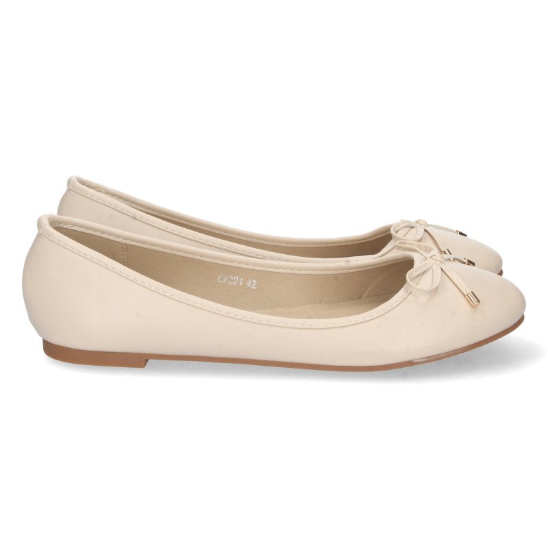 Bailarinas planas con lazo de diseño mujer color beige