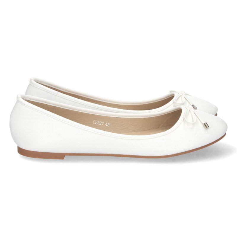 Bailarinas planas con lazo de diseño mujer color blanco