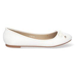 Bailarinas planas con lazo de diseño mujer color blanco
