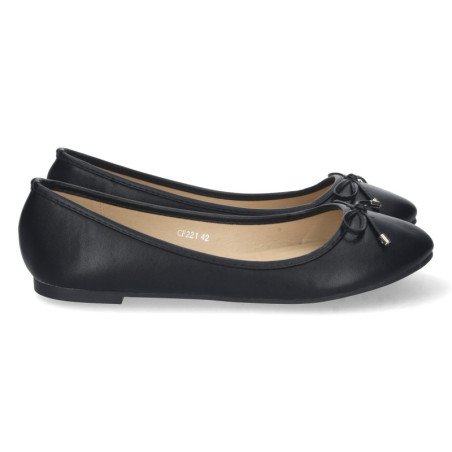 Bailarinas planas con lazo de diseño mujer color negro