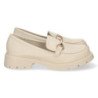 Mocasin plano con detalle metalico mujer color beige