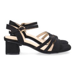 Sandalias para fiesta tacón medio cómodo para mujer color negro DB-2252