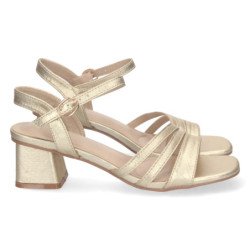 Sandalias doradas para fiesta tacón medio cómodo para mujer DB-2252
