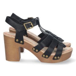 Sandalias tacón y plataforma para mujer negro