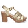 Sandalias doradas tacón y plataforma para mujer