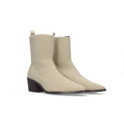 Botines dorados de tacón medio estilo calcetín punta fina mujer DB-2478