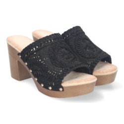 Zuecos de tacón cómodo para mujer color negro DB-3178