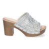 Zuecos plateados de tacón cómodo para mujer DB-3178