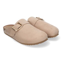 Zuecos planos para mujer cómodos color beige DB-3185