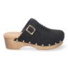 Zuecos de tacón y plataforma pala hebilla y tachuelas mujer color negro DB-3241