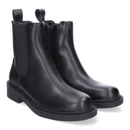 Botines planos estilo chelsea para mujer color negro DB-3357
