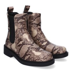 Botines planos estilo chelsea para mujer color serpiente DB-3357