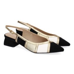 Zapatos de tacón cómodo destalonado para mujer negro DB-3471