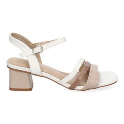 Sandalias de tacón bajo para fiesta tiras color blanco DB-3474