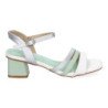 Sandalias plateadas de tacón bajo para fiesta tiras verde DB-3474