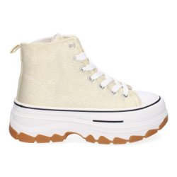 Deportivas doradas abotinadas lona para mujer EV-100