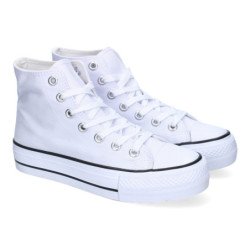 Deportivas abotinadas de lona para mujer color blanco EV-300