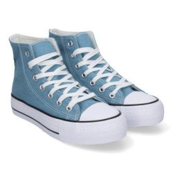 Zapatillas vaqueras cómodas abotinadas para mujer color jeans EV-300