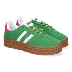 Deportivas sneakers con plataforma para mujer color verde EV-508