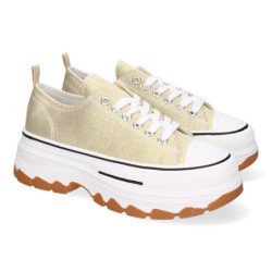 Deportivas doradas cómodas en lona para mujer EV-99