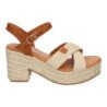 Sandalias de tacón y plataforma en yute hebilla para mujer beige F230-12