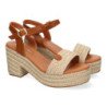 Sandalias de tacón y plataforma en yute hebilla para mujer color beige F230-13