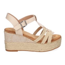 Sandalias de cuña en yute con plataforma para mujer color beige F230-48