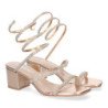 Sandalias para fiesta tacón medio cómodo para mujer color champán F2312