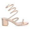 Sandalias para fiesta tacón medio cómodo para mujer color champán F2312