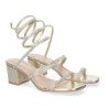 Sandalias doradas para fiesta tacón medio cómodo para mujer F2312