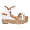 Sandalias de cuña y plataforma en yute hebilla para mujer color blanco F260-14