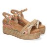 Sandalias de cuña y plataforma en yute hebilla para mujer color multi F260-14