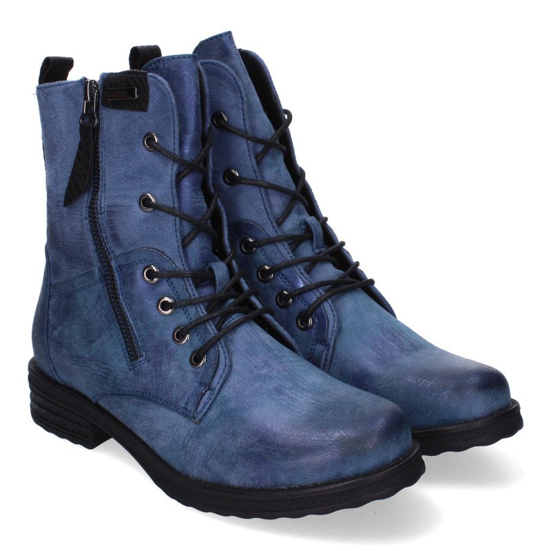 Botas estilo militar casual para mujer color azul F6292