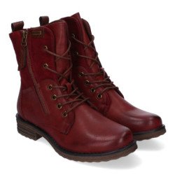 Botas estilo militar casual para mujer color burdeos F6292