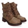 Botines tacón cómodo adornos metal para mujer color kaki F6595