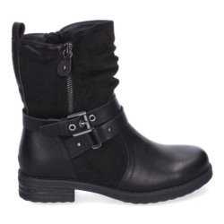 Botines planos estilo motero biker para mujer color negro F6603