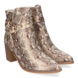 Botines de tacón cómodo para mujer print animal serpiente F6697