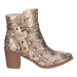 Botines de tacón cómodo para mujer print animal serpiente F6697
