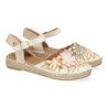 Sandalias planas en yute flores bordadas mujer color apricot FB-3466