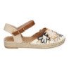 Sandalias planas en yute flores bordadas mujer color negro FB-3466