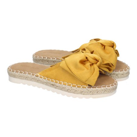 Sandalias planas cómodas para mujer pala con lazo color amarillo FB-5056